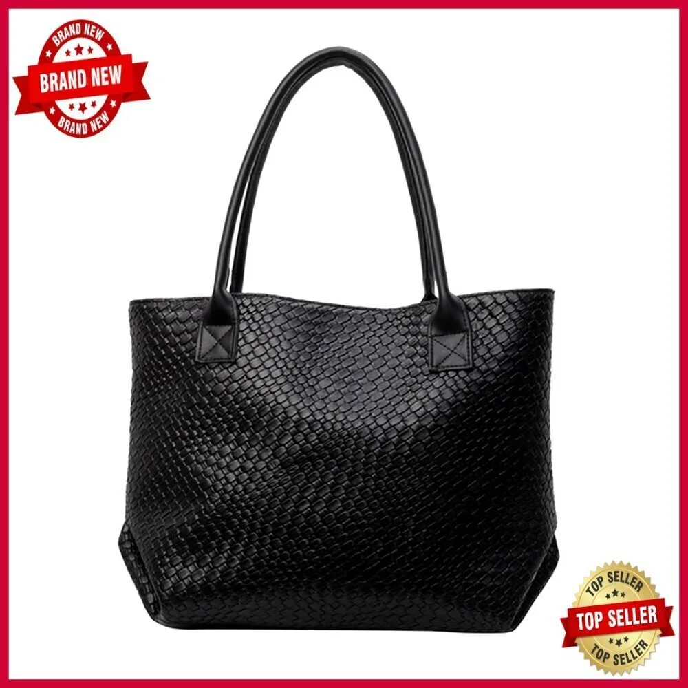 Large Woven Leather Tote Bag Spacious Shoulder Bag Luxury Handbag
